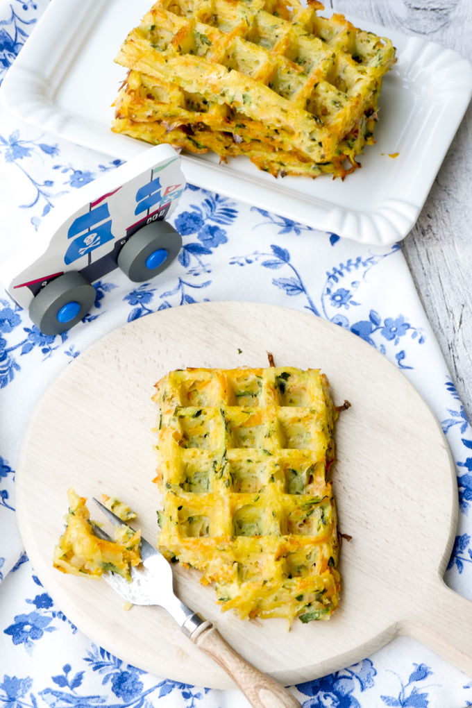 Vegetable waffles for children out of the oven fast and healthy